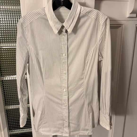DOLCE GABBANA Womens Button Up Shirt Gray & White Stripes Size US 8 EU 44 - Picture 3 of 15